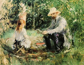 Eugène Manet y su hija en el jardín